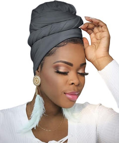 Ftoronaly Turban Head Wraps for Black Women Hair Wraps Stretch Soft Jersey Hijab Scarf Headwraps Headband Dark Gray