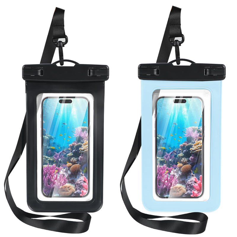 2 Pcs Waterproof Phone Pouch Universal IPX8 Waterproof Phone Case for iPhone 16 15 pro max 14 13 12 11 Plus XS XR Samsung S24 S23 up to 6.8 Water Proof Dry Bag for Swimming Kayak Beach Vacation