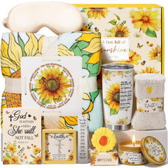 Christian Gifts for Women Faith Inspirational Religious Gifts Sunflower Gifts for Women Catholic Spiritual Gifts Valentines Day Birthday Gifts for Women Her Mom Sister Friend Grandma Wife w/ Blanket