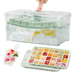 QIUUYG Ice Cube Tray with Lid and Bin Mini Ice Cube Trays for Freezer 2pack Ice Cube Mold with Ice Scoop Easy to Release & Sturdy Ice Maker for WhiskeyCocktail CoffeeDrinks