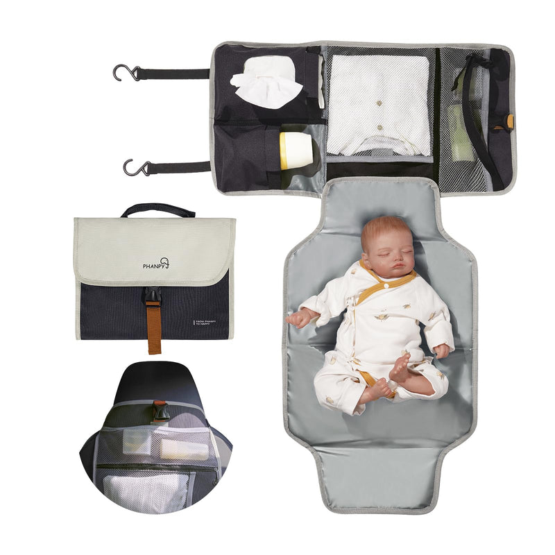 Phanpy Portable Diaper Changing Pad Foldable & Detachable Baby Changing Pad Large Waterproof Changing Mat Travel Portable Changing Pad for Baby with Wipes Pocket Portable Diaper Changing Station