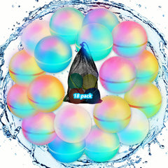 RNSSEZ Light Up Reusable Water Balloons Magnetic Self-Sealing Silicone Water Balloons for Kids Adults Summer Fun Party Pool Fun Beach Toys With LED Light (18PCS)
